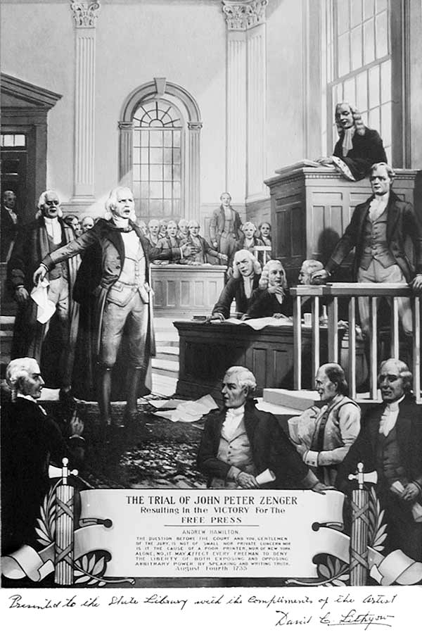 Crown v. Peter Zenger Trial Illustration
